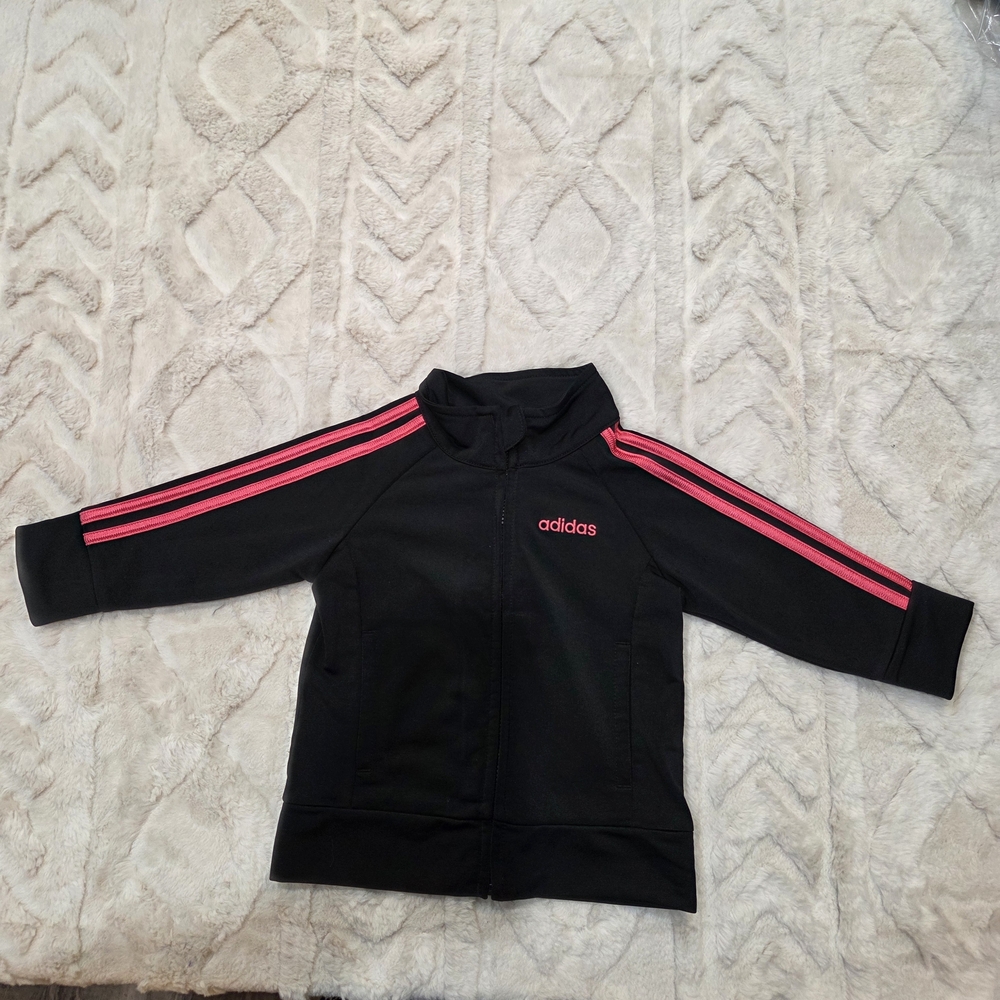 Vintage Kids Adidas Black and Pink Track Jacket- SIZE 6 MONTHS